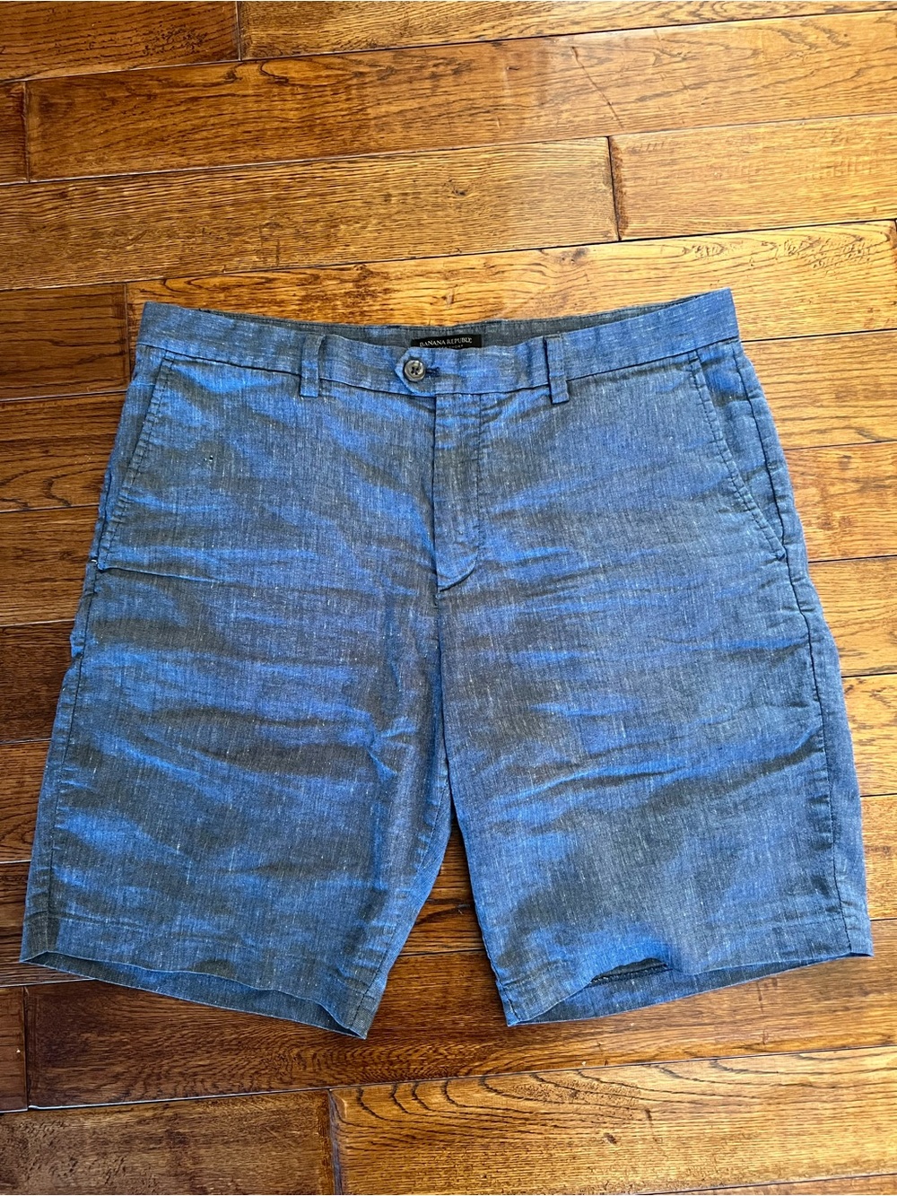Banana Republic Shorts Men’s Flat Front Linen Blend Light Blue Size 35